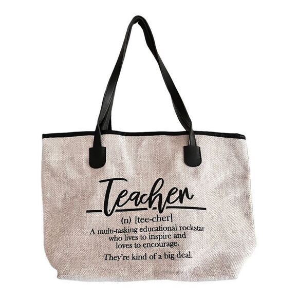 Teacher Definition Printed Book Tote Teaching Work Bag Cute Funny Teacher Gift - Picture 2 of 8